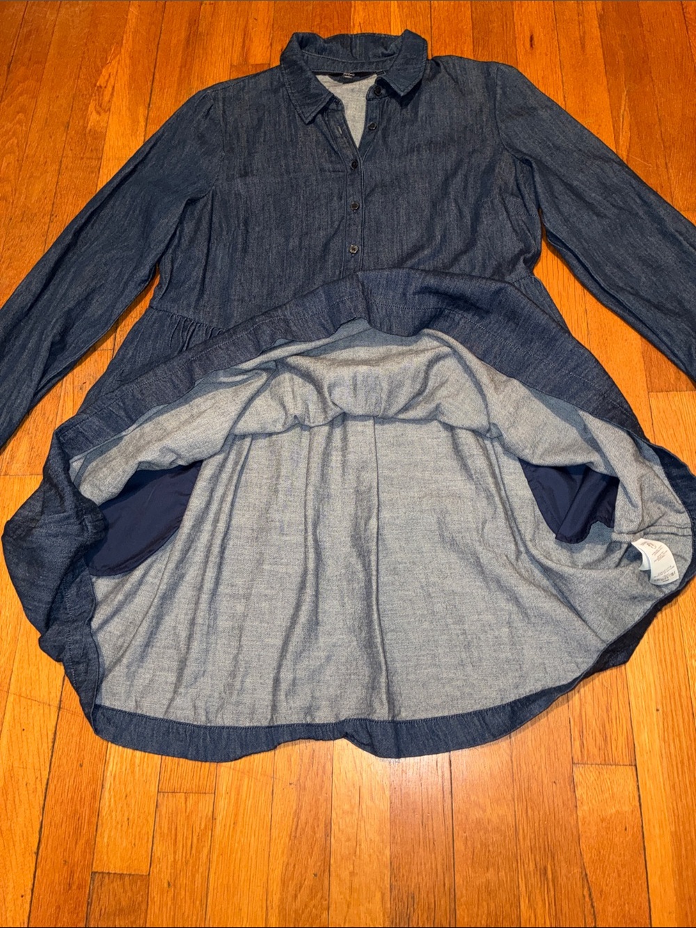 Boden Denim Long Sleeve A-Line Shirt Dress in Dark Wash Blue, Women’s size 10 - Picture 8 of 15